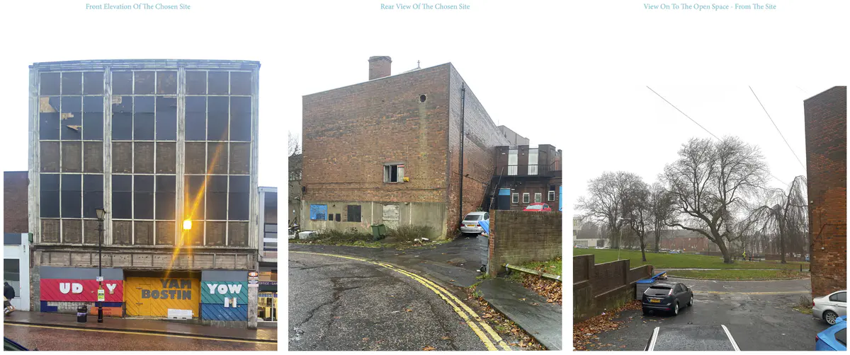 Explore The History Of Site Voids - This will provide an opportunity to reimplement these to allow vertical green corridors to occur.

Explore Vacant Buildings - To avoid damaging an already deteriorating high street, I aim only to take over vacant plots.

Investigate the opportunity for Miyawaki planting - understand the conditions required to grow a sustainable material source on-site, including ground, water, and space conditions.

It takes over a building that leads directly to an open space where a community hub is the centre of the thesis, offering education, community engagement and material celebration. - Ryan Cooksey Material Celebration Hub 14.png